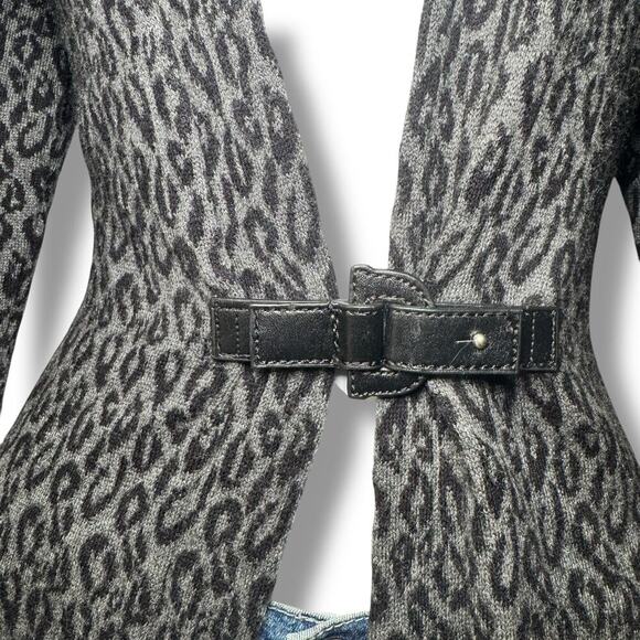 Peck & Peck Animal Print Cardigan Women Medium Long Open Front Lightweight Cozy - Picture 3 of 7